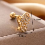 Gold color / 1 Piece Simple Series Classic Animal Copper   Gold Color Zircon Women's Stud Earrings Picture3